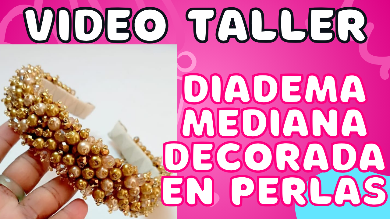 Diadema Mediana Recamada en Perlas